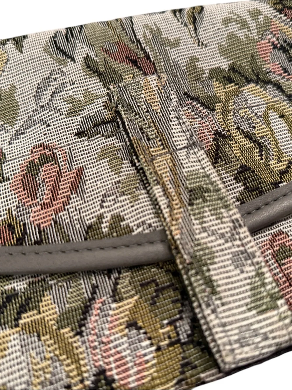 Tapestry Floral Fold-Over Organizer/Toiletry Bag - Taupe Pink Green
